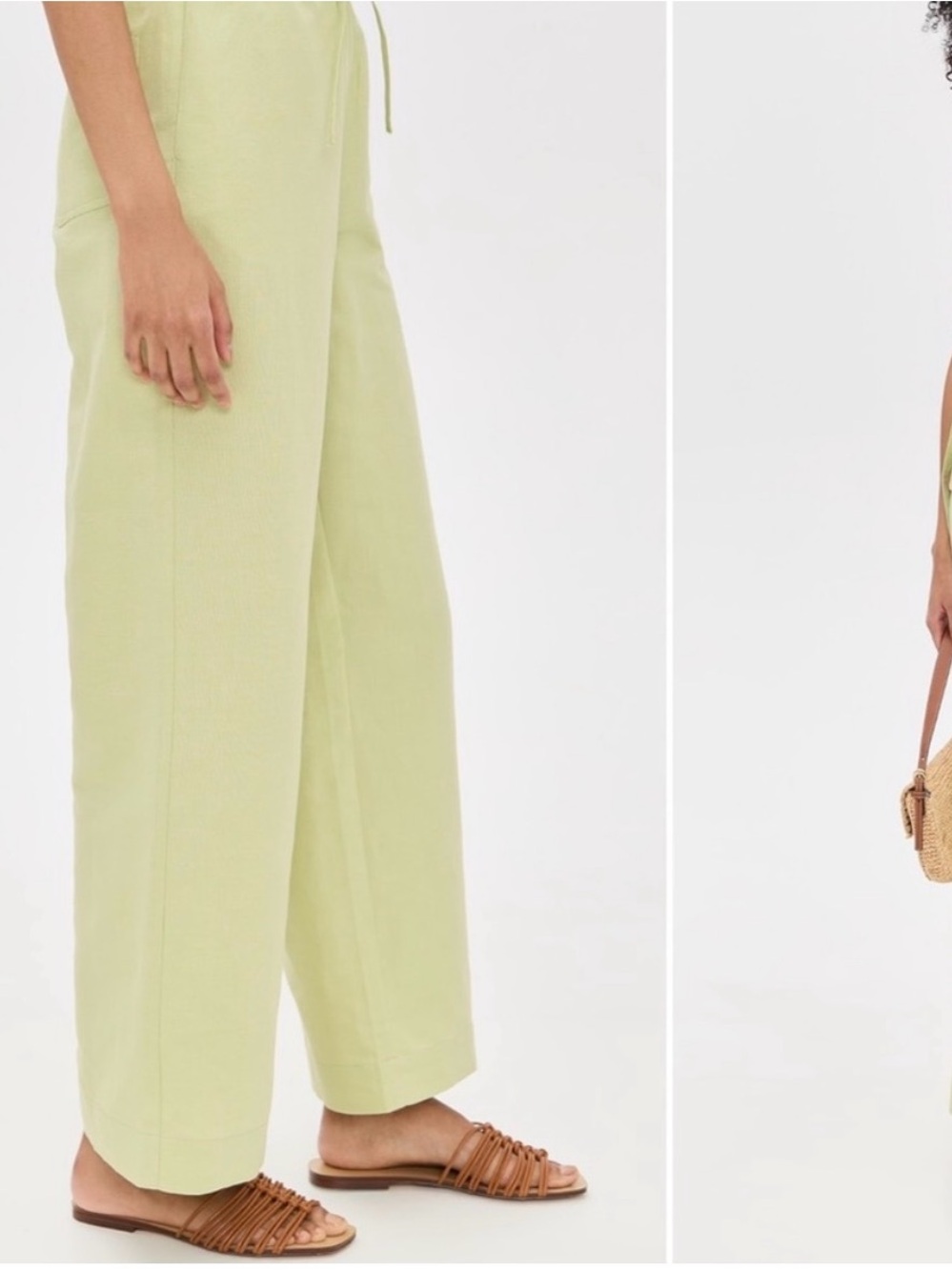 Light Green Wide-Leg Drawstring Pants